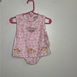 Elegant Pink and White Bodysuit with Floral Patterns